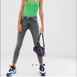 Bershka Grey Ripped Skinny Jeans